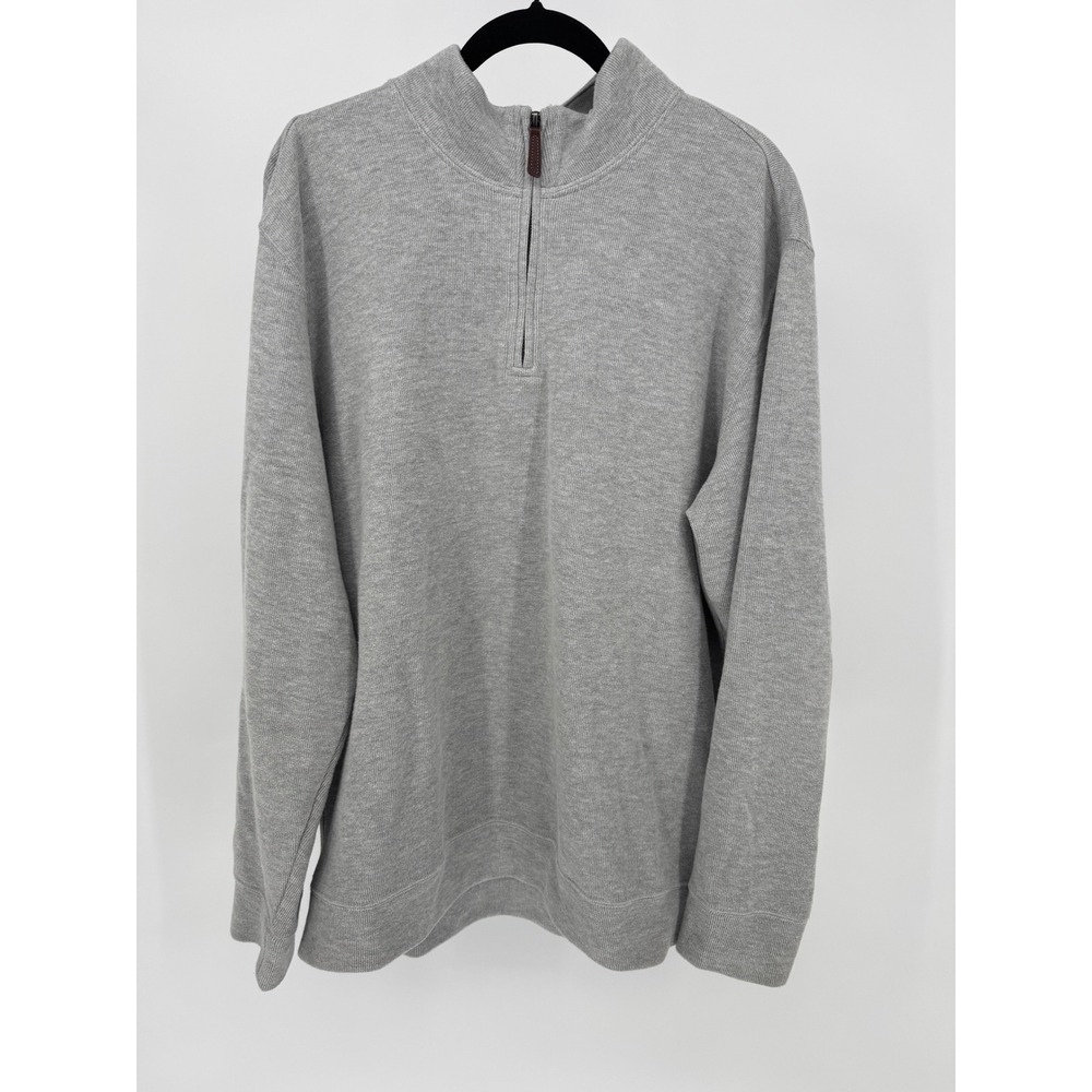 Lands End Mens Gray Quarter Zip Pullover Sweatshirt XL 46-48